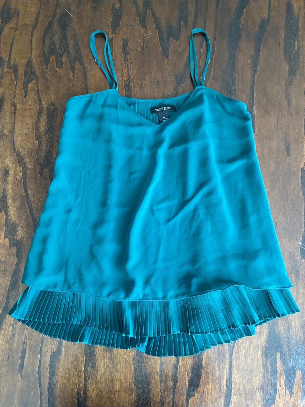 White House Black Market Teal Pleated-Hem Camisole